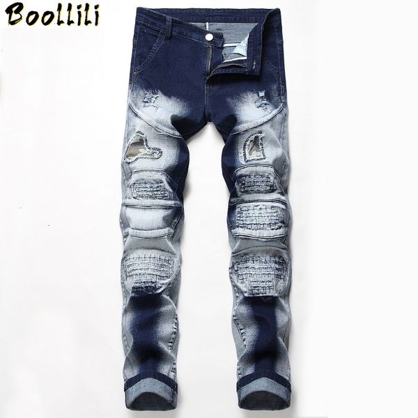 autumn winter men's patchwork ripped stretch jeans trendy holes straight denim trouers dyme, Blue
autumn winter men's patchwork ripped stretch jeans trendy holes straight denim trouers dyme, Blue