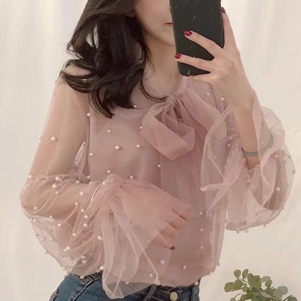 women's blouses & shirts beading casual clothing women blouse elegant female mesh office shirt korean autumn lady 6j6j, White
women's blouses & shirts beading casual clothing women blouse elegant female mesh office shirt korean autumn lady 6j6j, White