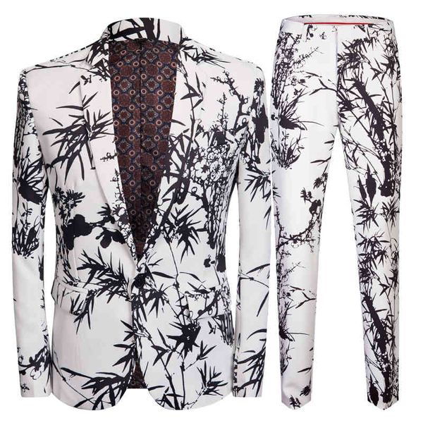 men's suits & blazers two suits, black bamboo pieces printed thin lapel fitting tailcoat man, White;black
men's suits & blazers two suits, black bamboo pieces printed thin lapel fitting tailcoat man, White;black