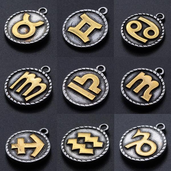 charms 12pcs / lot 100% stainless steel two tone zodiac sign charm constellation for making bracelet necklace pendants, Bronze;silver
charms 12pcs / lot 100% stainless steel two tone zodiac sign charm constellation for making bracelet necklace pendants, Bronze;silver