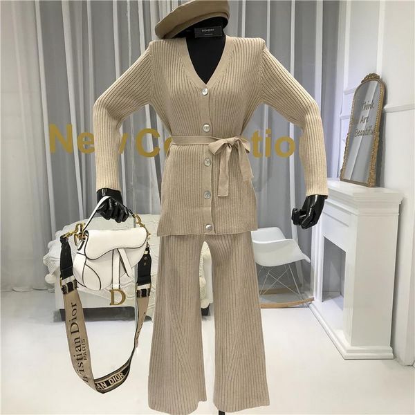 two piece dress amolapha women single breasted knit +pants sets woman solid sashes cardigans trousers costumes outfits, White
two piece dress amolapha women single breasted knit +pants sets woman solid sashes cardigans trousers costumes outfits, White