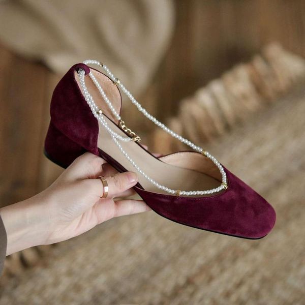 pearl decoration french romantic retro fashion spring women pumps sheep suede square toe med heel dress shoes, Black
pearl decoration french romantic retro fashion spring women pumps sheep suede square toe med heel dress shoes, Black
