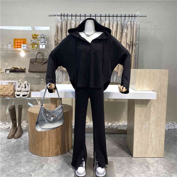 capri hooded niche design bat gloves curved hemp string hoodie waist high leg length slit pants suit, Black;white
capri hooded niche design bat gloves curved hemp string hoodie waist high leg length slit pants suit, Black;white