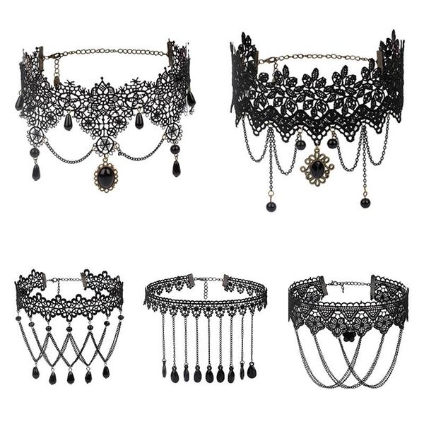 chokers women black lace tassel collar choker multilayer vintage fashion crystal pendant necklace girls jewelry chain accessories, Golden;silver
chokers women black lace tassel collar choker multilayer vintage fashion crystal pendant necklace girls jewelry chain accessories, Golden;silver