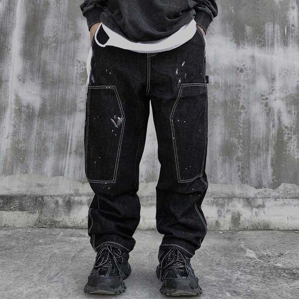 men's splash printed hio hop jeans loose baggy cargo denim trousers male patchwork washed, Blue
men's splash printed hio hop jeans loose baggy cargo denim trousers male patchwork washed, Blue