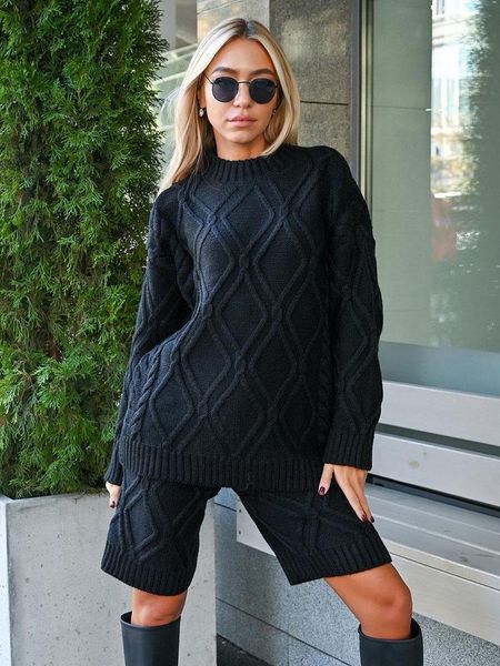 women's tracksuits xmax fashion casual argyle knitted suits women elegant loose knee length pants suit half high collar sweaters ladies, Gray
women's tracksuits xmax fashion casual argyle knitted suits women elegant loose knee length pants suit half high collar sweaters ladies, Gray