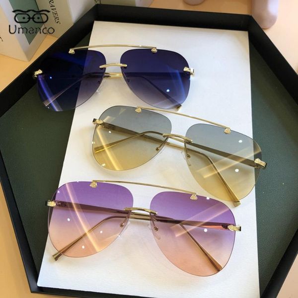 sunglasses gradient rimless for women with gold metal glasses leg resin lens big size ladies goggles driving travel beach uv400, White;black
sunglasses gradient rimless for women with gold metal glasses leg resin lens big size ladies goggles driving travel beach uv400, White;black