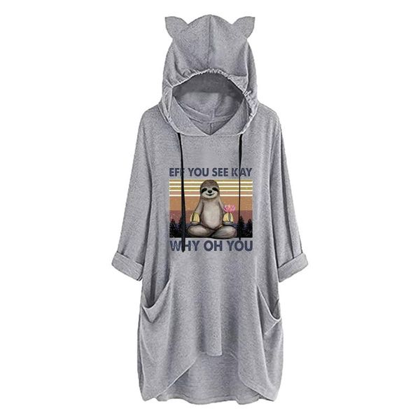 women's sweaters eff you see kay graphic pullovers tunic women ear hat mid-length long sleeve pocket hoodie sudaderas para mujer #g2, White;black
women's sweaters eff you see kay graphic pullovers tunic women ear hat mid-length long sleeve pocket hoodie sudaderas para mujer #g2, White;black