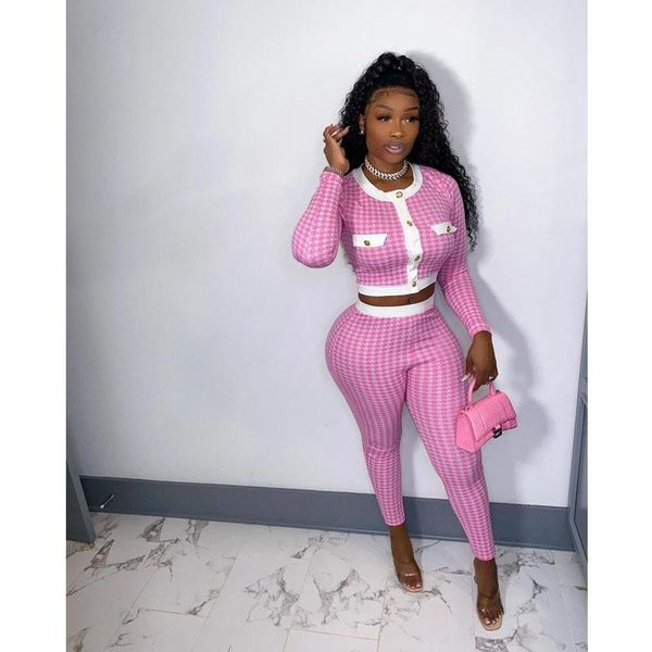 women's two piece pants fall set women houndstooth print crop pants sets casual juicy coutoure tracksuit club outfits wholesale ite, White
women's two piece pants fall set women houndstooth print crop pants sets casual juicy coutoure tracksuit club outfits wholesale ite, White