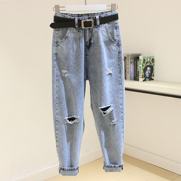 women's jeans boyfriend for women 2021 high waist harem woman pantalon femme bf style casual ripped hole washed loose denim pants, Blue
women's jeans boyfriend for women 2021 high waist harem woman pantalon femme bf style casual ripped hole washed loose denim pants, Blue