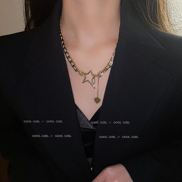 chains contracted cold wind pentagram necklace love fashion hip-hop pendant temperament sweater chain, Silver
chains contracted cold wind pentagram necklace love fashion hip-hop pendant temperament sweater chain, Silver