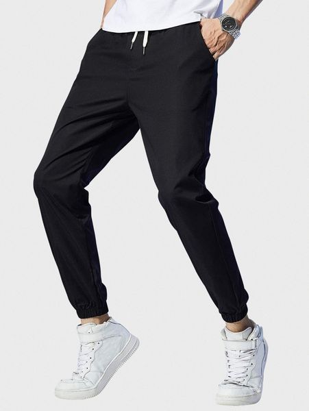 men drawstring waist slant pocket tapered pants b8gg#, Black
men drawstring waist slant pocket tapered pants b8gg#, Black