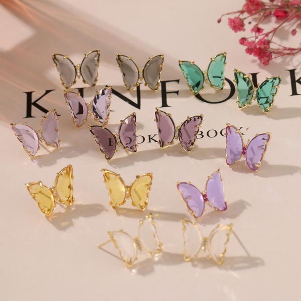 -selling fashion earrings, golden butterfly transparent glass, copper wedding jewelry for girls stud, Golden;silver
-selling fashion earrings, golden butterfly transparent glass, copper wedding jewelry for girls stud, Golden;silver