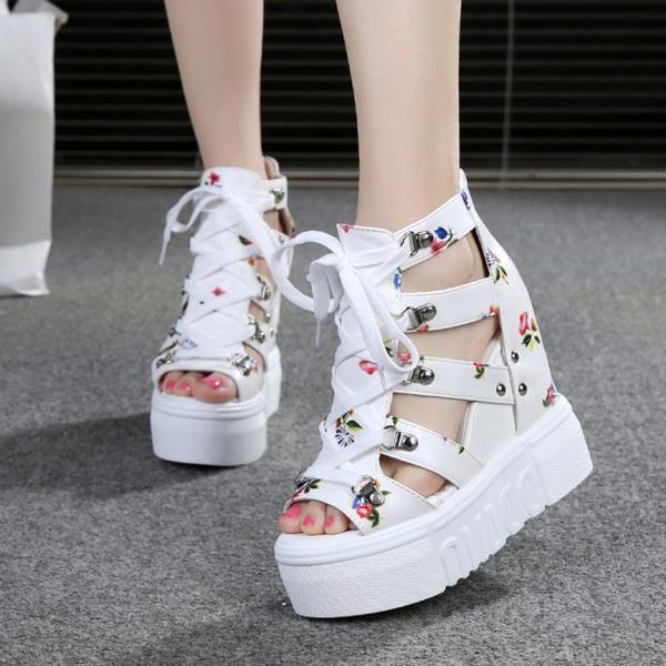 print leisure wedges women's shoes 2021 summer women sandals platform shoelaces high heels casual woman, Black
print leisure wedges women's shoes 2021 summer women sandals platform shoelaces high heels casual woman, Black