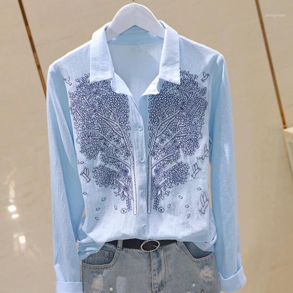 cotton turn down collar long sleeve blouse 2021 autumn embroidery casual shirts fashion korean style plus size w572 women's blouses &, White
cotton turn down collar long sleeve blouse 2021 autumn embroidery casual shirts fashion korean style plus size w572 women's blouses &, White