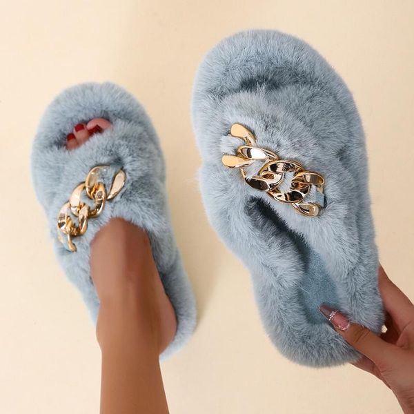 slippers women faux fur flat shoes furry fluffy outdoor indoor home female flops platform slides chain, Black
slippers women faux fur flat shoes furry fluffy outdoor indoor home female flops platform slides chain, Black