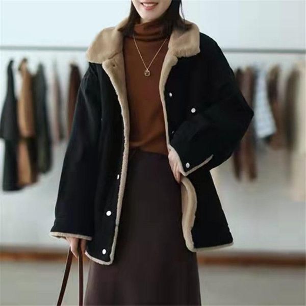 women's jackets solid color retro pure cotton plus velvet jacket winter 2021 loose casual all-match thick warm coat chaqueta m1446, Black;brown
women's jackets solid color retro pure cotton plus velvet jacket winter 2021 loose casual all-match thick warm coat chaqueta m1446, Black;brown