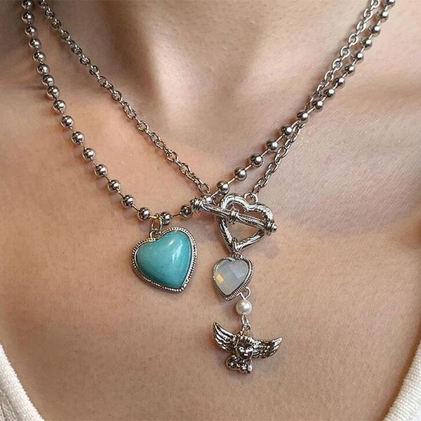 chains kpop vintage metal heart angel pendant clavicle chain short necklace for women egirl goth cool punk grunge goblincore jewelry, Silver
chains kpop vintage metal heart angel pendant clavicle chain short necklace for women egirl goth cool punk grunge goblincore jewelry, Silver