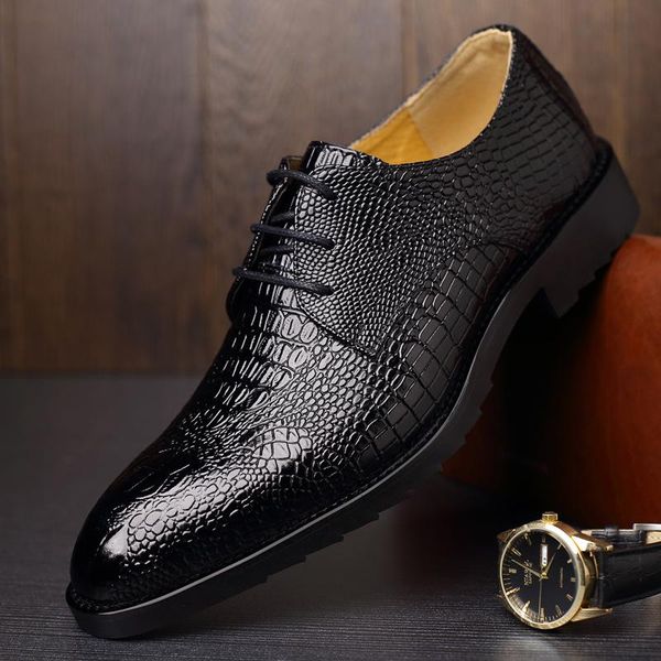 men's crocodile pattern dress shoes handmade designer fashion wedding party brand casual male lace-up leather, Black
men's crocodile pattern dress shoes handmade designer fashion wedding party brand casual male lace-up leather, Black