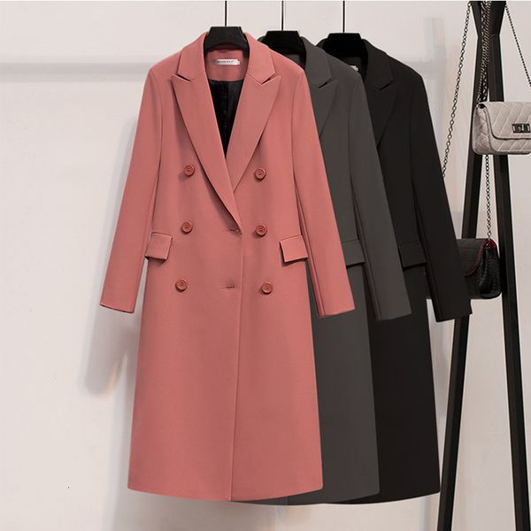women's leather & faux autumn elegant retro-long blazer designer female fashion jacket long sleeve double breasted trench coat outwear, Black
women's leather & faux autumn elegant retro-long blazer designer female fashion jacket long sleeve double breasted trench coat outwear, Black