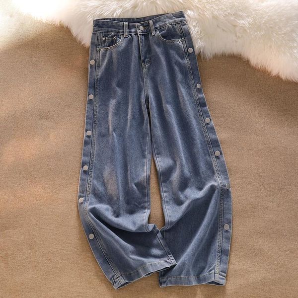 women's jeans fashion casual design high-waisted thin summer breasted denim pants female straight loose black wide-leg, Blue
women's jeans fashion casual design high-waisted thin summer breasted denim pants female straight loose black wide-leg, Blue