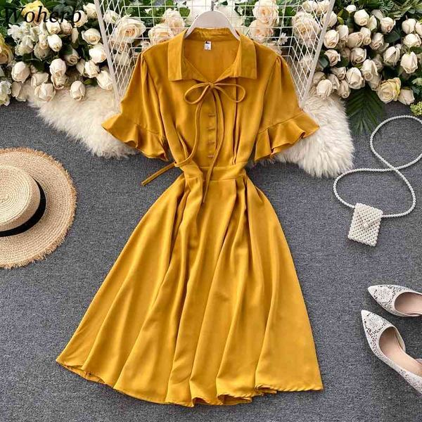 elegant office lady sweet ruffle dress women korean chic casual short sleeve lace-up vintage summer dresses robe 210422, Black;gray
elegant office lady sweet ruffle dress women korean chic casual short sleeve lace-up vintage summer dresses robe 210422, Black;gray