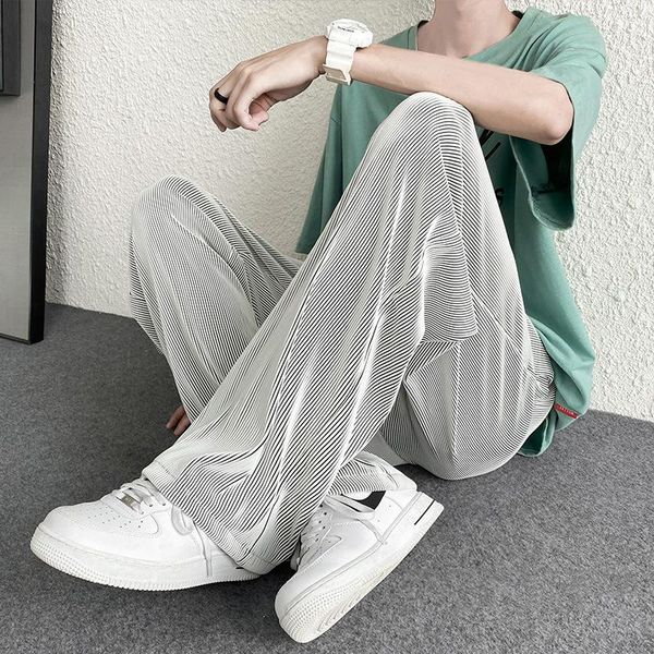 men's pants fashion straight leg elastic waist casual street loose ice silk wide oversi, Black
men's pants fashion straight leg elastic waist casual street loose ice silk wide oversi, Black
