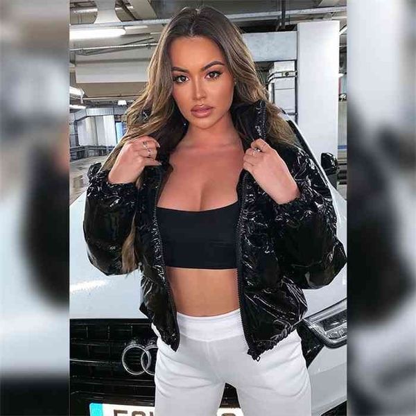 plus size crop bubble puffer winter jacket coats faux patent leather warm long sleeve women outerwear zipper casual solid parkas, Black
plus size crop bubble puffer winter jacket coats faux patent leather warm long sleeve women outerwear zipper casual solid parkas, Black