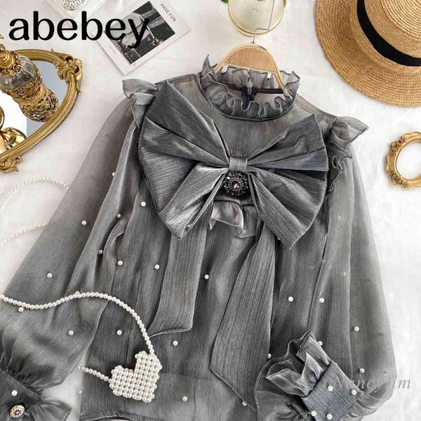 temperament bow shirt women's slim fit ruffled collar retro beaded long sleeve blouse spring female clothing 210512, White
temperament bow shirt women's slim fit ruffled collar retro beaded long sleeve blouse spring female clothing 210512, White