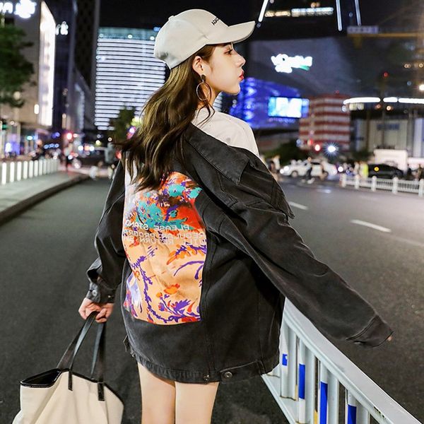 women's jackets qnpqyx harajuk loosely denim streetwear female jacket printing jeans single hip hop breasted s j4ih, Black;brown
women's jackets qnpqyx harajuk loosely denim streetwear female jacket printing jeans single hip hop breasted s j4ih, Black;brown