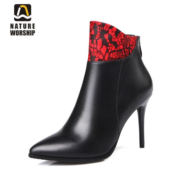 boots nature worship fashion genuine leather women shoes pointed toe ankle thin super heels zipper elegant big size 43, Black
boots nature worship fashion genuine leather women shoes pointed toe ankle thin super heels zipper elegant big size 43, Black