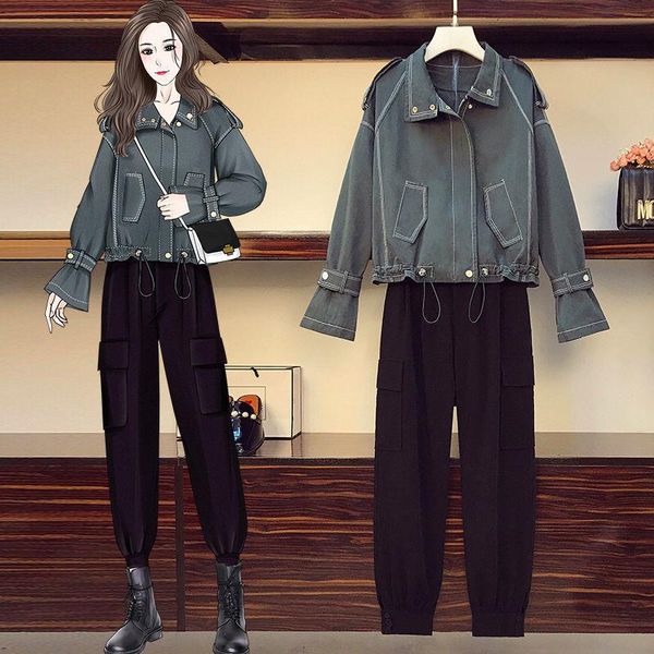 women's two piece pants women 2021 spring fashion two-piece suits female solid color drawstring jackets ladies high waist casual harem, White
women's two piece pants women 2021 spring fashion two-piece suits female solid color drawstring jackets ladies high waist casual harem, White