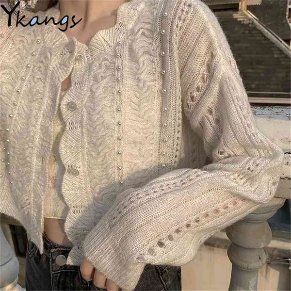 pearl beaded thin hollow knit cardigan women's spring summer vintage short shirt korean fashion aesthetic sunscreen jacket 210421, White
pearl beaded thin hollow knit cardigan women's spring summer vintage short shirt korean fashion aesthetic sunscreen jacket 210421, White