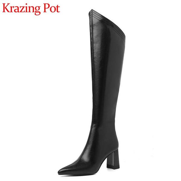 boots krazing pot handmade cow split leather modern winter warm pointed toe thick high heels stovepipe over-the-knee l26, Black
boots krazing pot handmade cow split leather modern winter warm pointed toe thick high heels stovepipe over-the-knee l26, Black