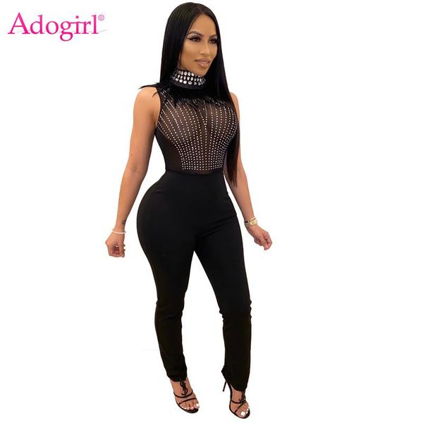 women's jumpsuits & rompers adogirl 2021 spring feather crystal diamonds sheer mesh jumpsuit turtleneck sleeveless women night club rom, Black;white
women's jumpsuits & rompers adogirl 2021 spring feather crystal diamonds sheer mesh jumpsuit turtleneck sleeveless women night club rom, Black;white