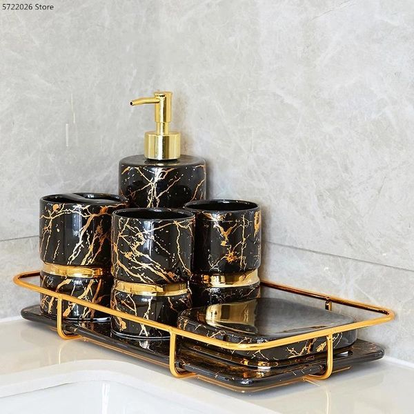 nordic bathroom supplies ceramic toothbrush holder decoration accessories toothpaste dispenser golden marble tray bath accessory set
nordic bathroom supplies ceramic toothbrush holder decoration accessories toothpaste dispenser golden marble tray bath accessory set