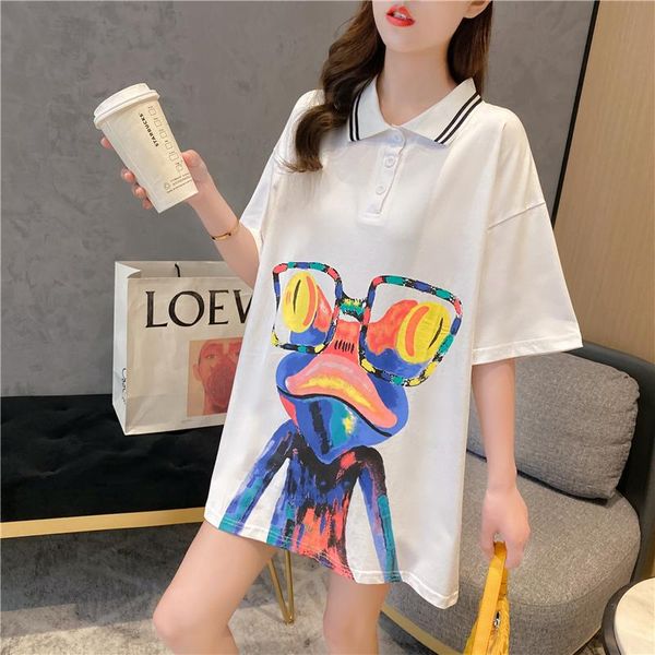 women's polos summer white long t shirt women clothes lapel collar cartoon print loose short sleeves plus size t-shirts female
women's polos summer white long t shirt women clothes lapel collar cartoon print loose short sleeves plus size t-shirts female