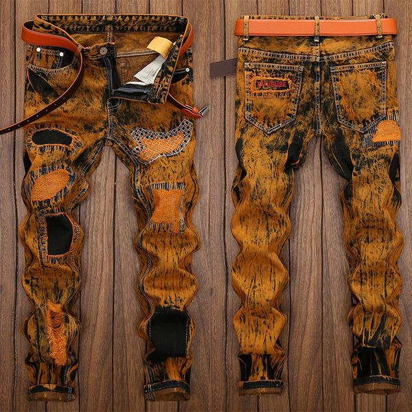 men's pants jeans man ripped punk skull hip-hop embroidered trousers fashion trend casual stretch retro male pencil long denim, Black
men's pants jeans man ripped punk skull hip-hop embroidered trousers fashion trend casual stretch retro male pencil long denim, Black