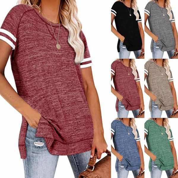 woman casual t-shirt summer fashion solid color round neck female clothing streetwear tees women's, White
woman casual t-shirt summer fashion solid color round neck female clothing streetwear tees women's, White