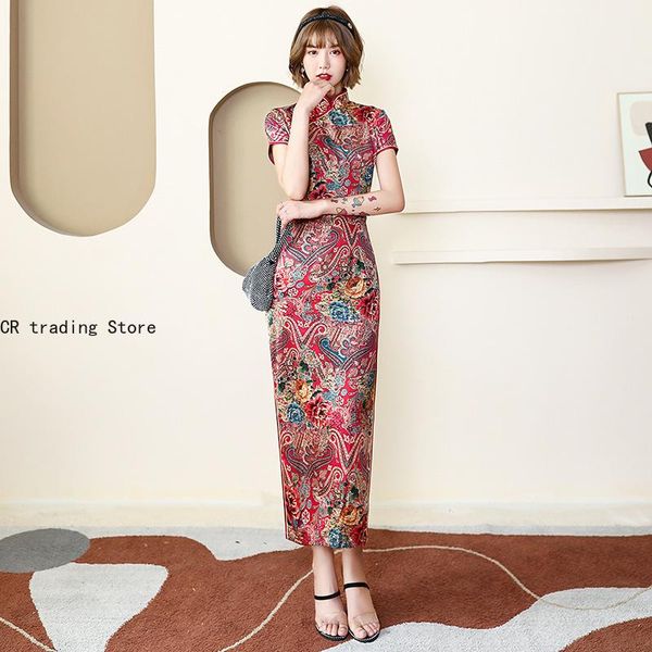 ethnic clothing long cheongsam 2021 slim slik vintage dress chinese traditional costumes summer dresses 4xl 8 colors, Red
ethnic clothing long cheongsam 2021 slim slik vintage dress chinese traditional costumes summer dresses 4xl 8 colors, Red