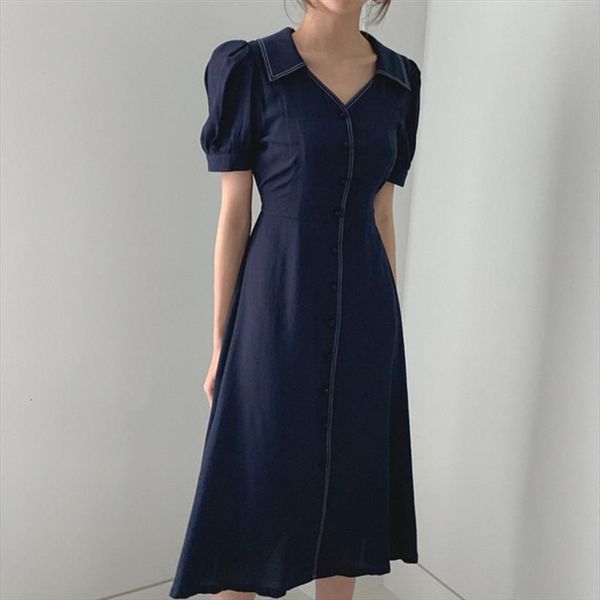 summer shirt v neck women dresses high waist elegant single breasted fashionable korean vintage lady long dress dr3189, Black;gray
summer shirt v neck women dresses high waist elegant single breasted fashionable korean vintage lady long dress dr3189, Black;gray