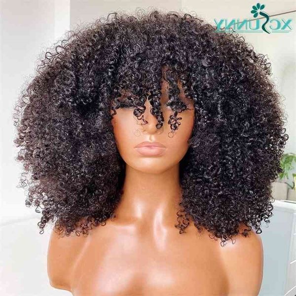 bangs afro kinky with full machine made scalp 200 density remy brazilian short curly human hair wigs xcsunny, Black
bangs afro kinky with full machine made scalp 200 density remy brazilian short curly human hair wigs xcsunny, Black