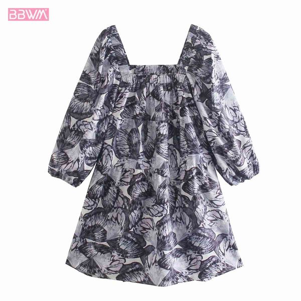 women's clothing chic square collar fashion three-quarter sleeves printed dress vintage loose mini female dresses 210507, Black;gray
women's clothing chic square collar fashion three-quarter sleeves printed dress vintage loose mini female dresses 210507, Black;gray