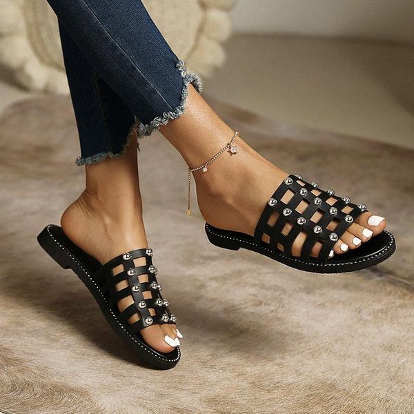 slippers 2021 women hollow out rivet grid female simplicity summer solid slides ladies open toe fashion casual flat big size, Black
slippers 2021 women hollow out rivet grid female simplicity summer solid slides ladies open toe fashion casual flat big size, Black