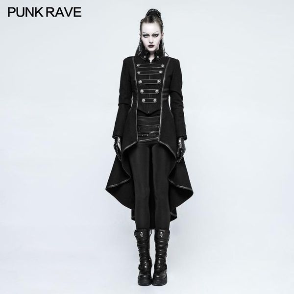 women's wool & blends punkrave military uniform worsted long jacket punk style handsome motorcycle casual ladies outwear, Black
women's wool & blends punkrave military uniform worsted long jacket punk style handsome motorcycle casual ladies outwear, Black