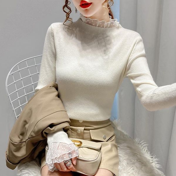women's sweaters fall winter thick knitted sweater turtleneck pullovers women long sleeve patchwork lace, White;black
women's sweaters fall winter thick knitted sweater turtleneck pullovers women long sleeve patchwork lace, White;black