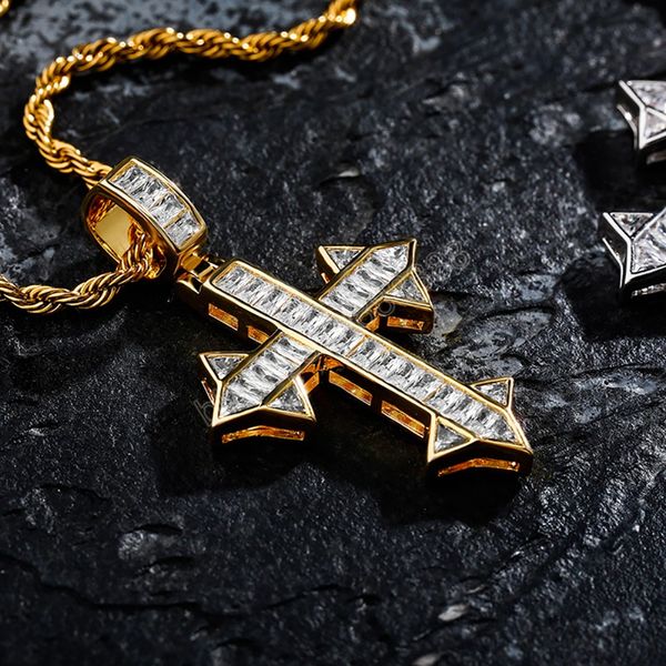 hip hop iced prong set baguette cross in yellow gold pendant necklace jewelry for gift party, Silver
hip hop iced prong set baguette cross in yellow gold pendant necklace jewelry for gift party, Silver