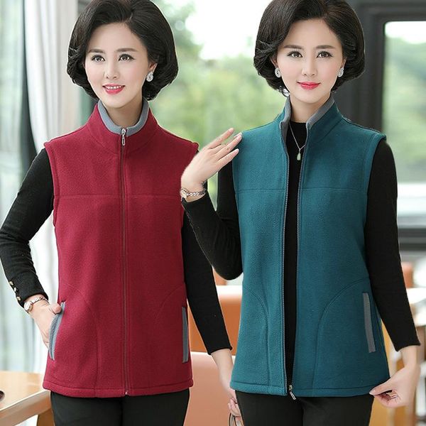 women's vests 2021 spring autumn vest women waistcoat fleece plus size middle-aged sleeveless coat outerwear chalecos para mujer k231, Black;white
women's vests 2021 spring autumn vest women waistcoat fleece plus size middle-aged sleeveless coat outerwear chalecos para mujer k231, Black;white