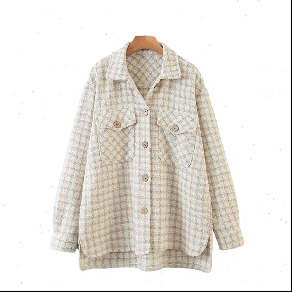 plaid sweet tweed summer women blouses fashion soft thick elegant oversize khaki girls chic, White
plaid sweet tweed summer women blouses fashion soft thick elegant oversize khaki girls chic, White