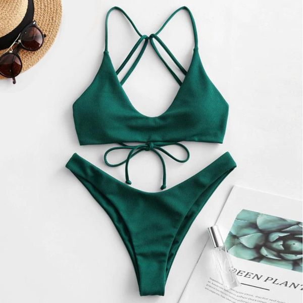 women's swimwear high waisted bikini set women lace up back solid sets two piece swimsuit bathing suit bikinis 2021 mujer, White;black
women's swimwear high waisted bikini set women lace up back solid sets two piece swimsuit bathing suit bikinis 2021 mujer, White;black